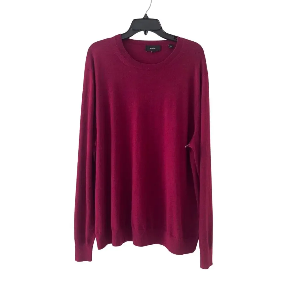Vince Merino Wool Knit Sweater Burgundy Minimalist Quiet Luxury office wear XXL